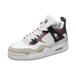 Men's White, Burgundy, and Beige Athletic Sneakers