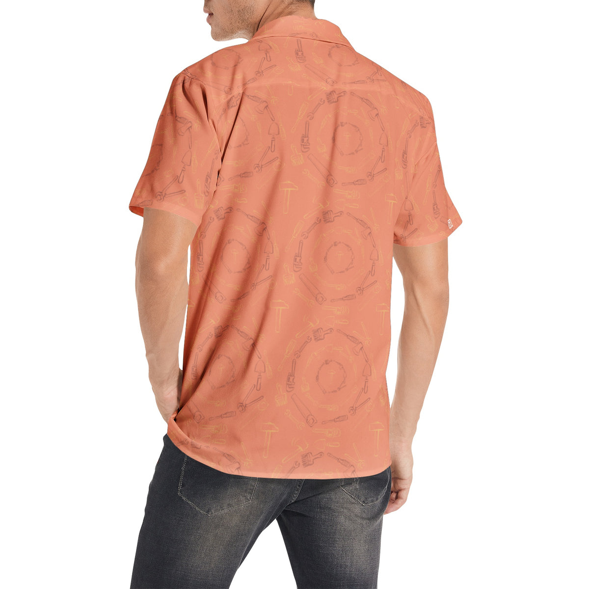 Men’s Short Sleeve Peach Graphic Print Shirt