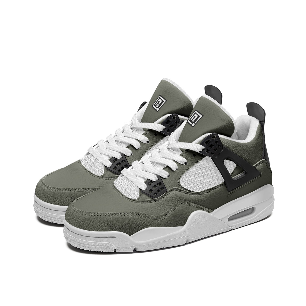 Men's Olive Green and Black Athletic Sneakers