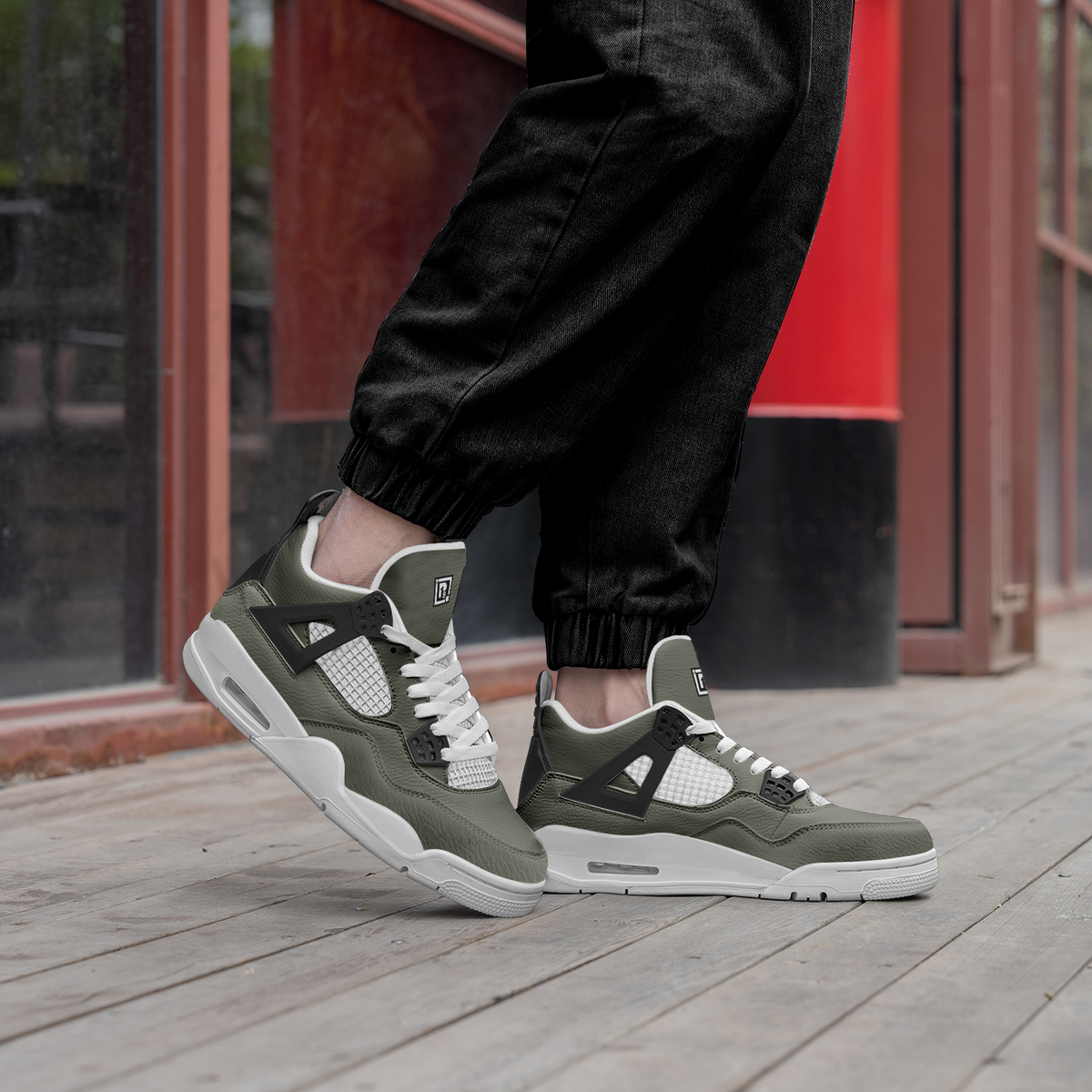 Men's Olive Green and Black Athletic Sneakers