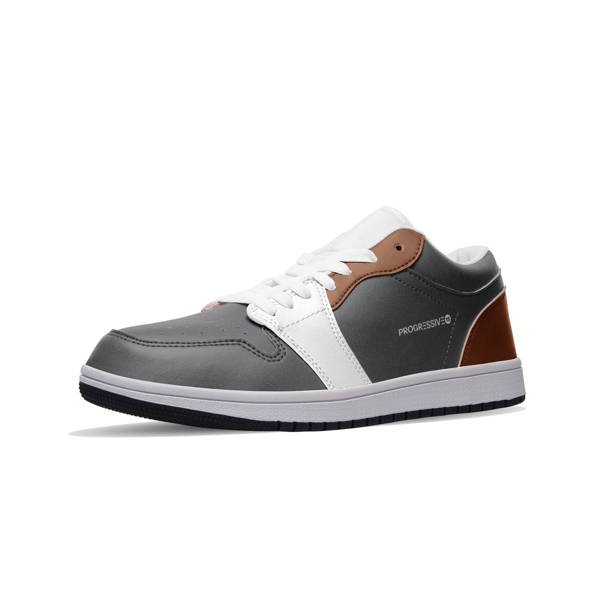 Men's Gray, White, and Brown Low-Top Sneakers