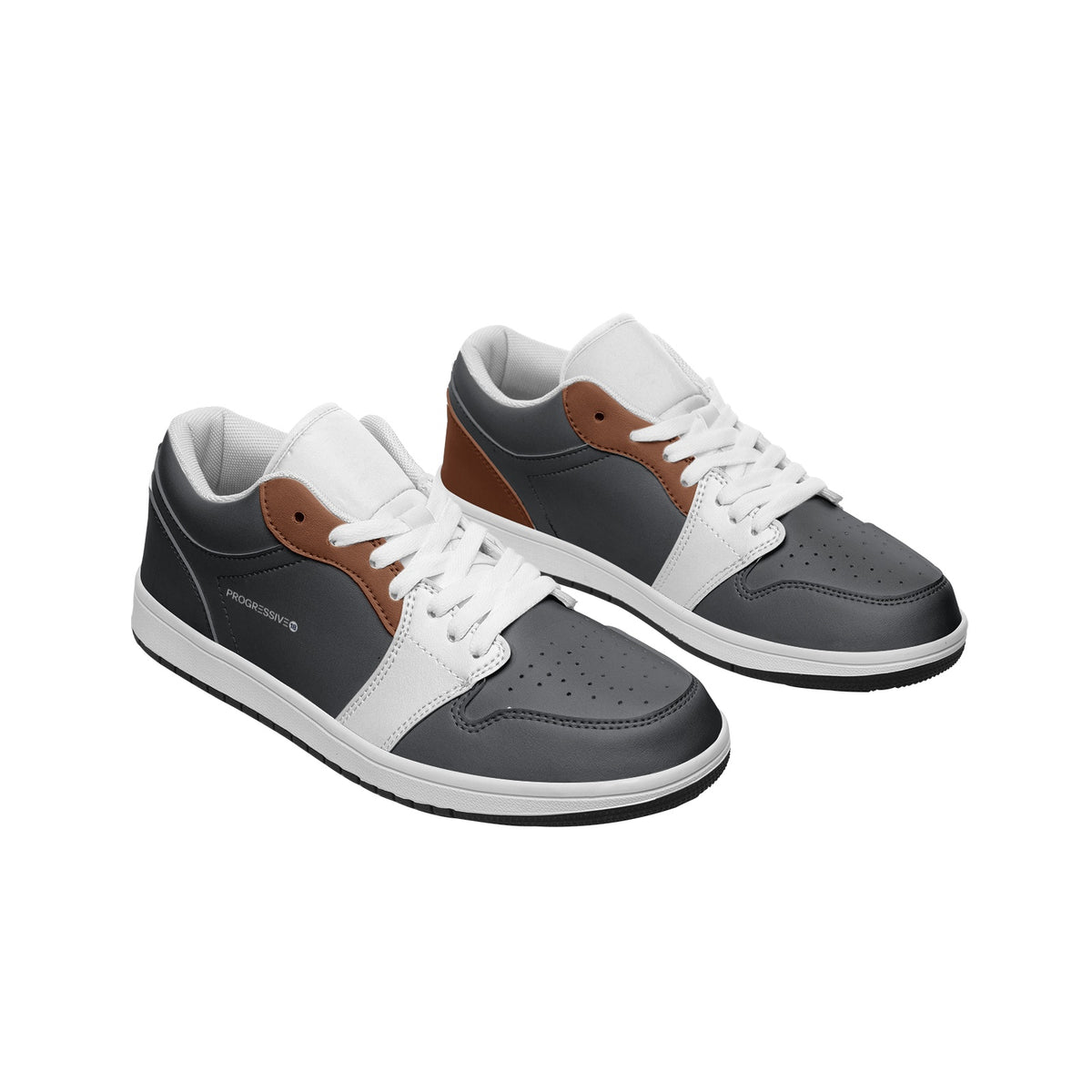 Men's Gray, White, and Brown Low-Top Sneakers