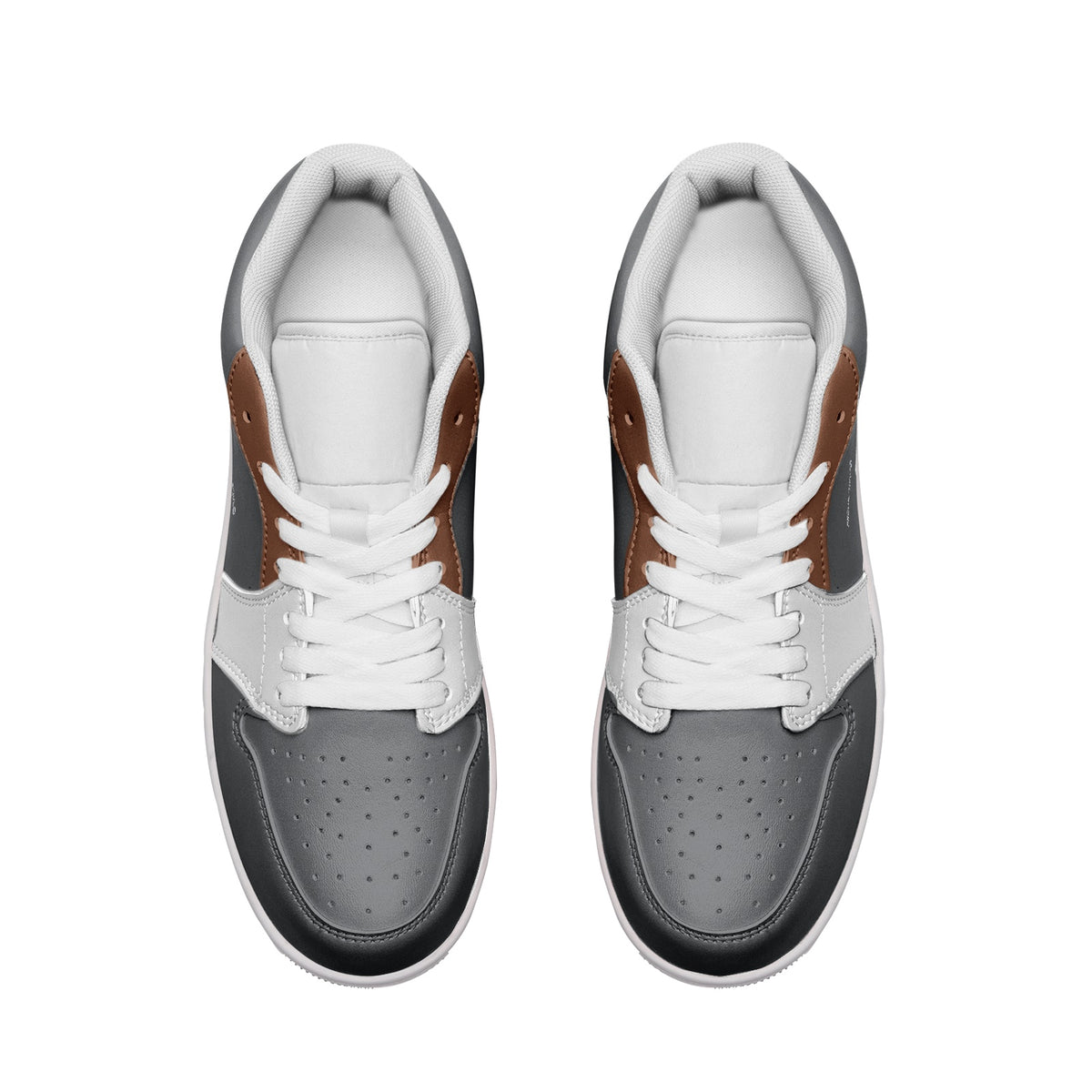 Men's Gray, White, and Brown Low-Top Sneakers