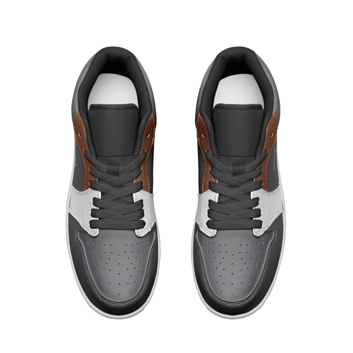 Men's Gray, White, and Brown Low-Top Sneakers