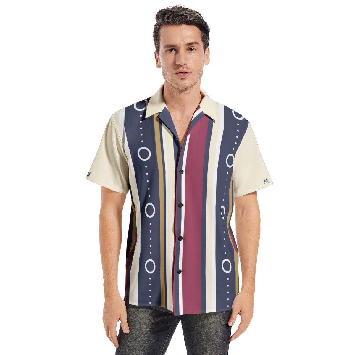 Men’s Short Sleeve Multi-Stripe Printed Shirt