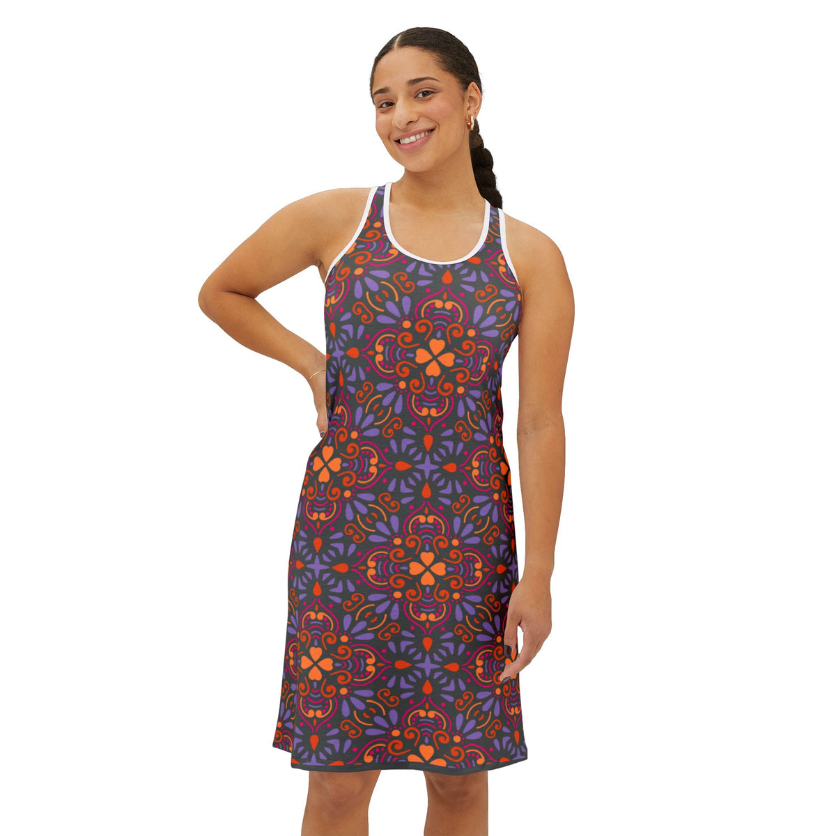 Women’s Sleeveless Midi Dress – Boho Blaze Racerback Edition by Progressive18