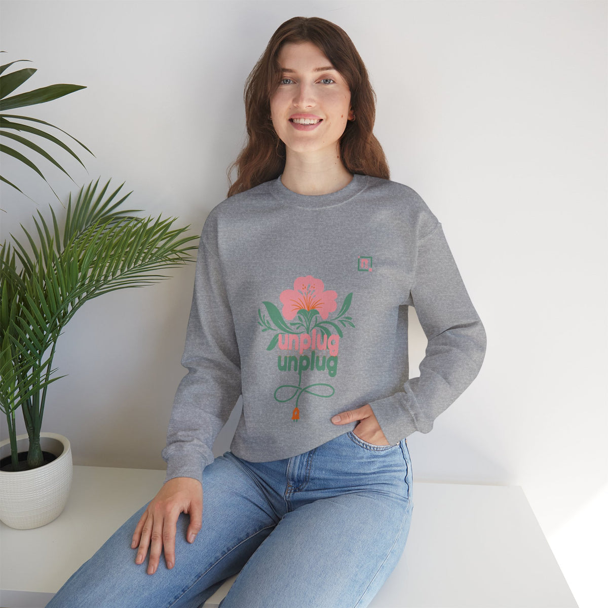 Women's "Unplug Unplug" Floral Sweatshirt