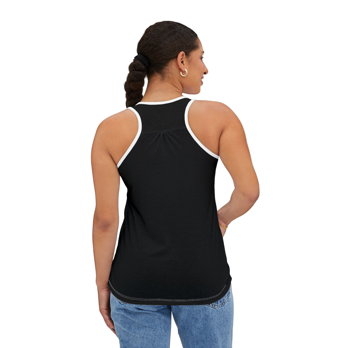 Women's Black Floral Racerback Tank Top – Elegant & Breathable