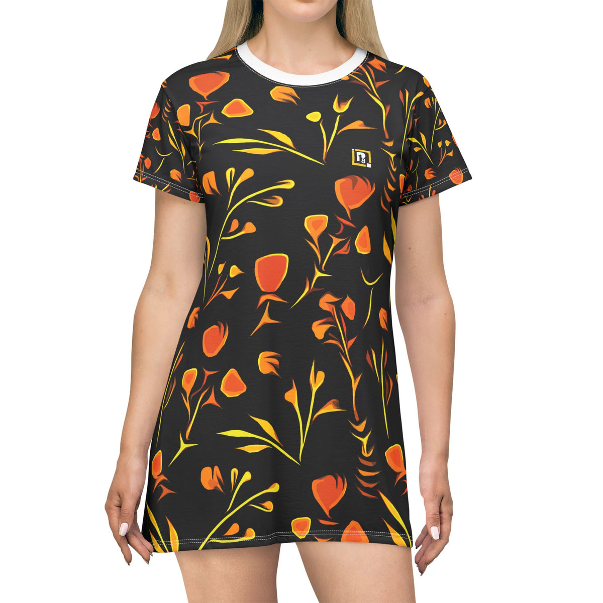 Women’s Floral T-Shirt Dress – Midnight Bloom Edition by Progressive18