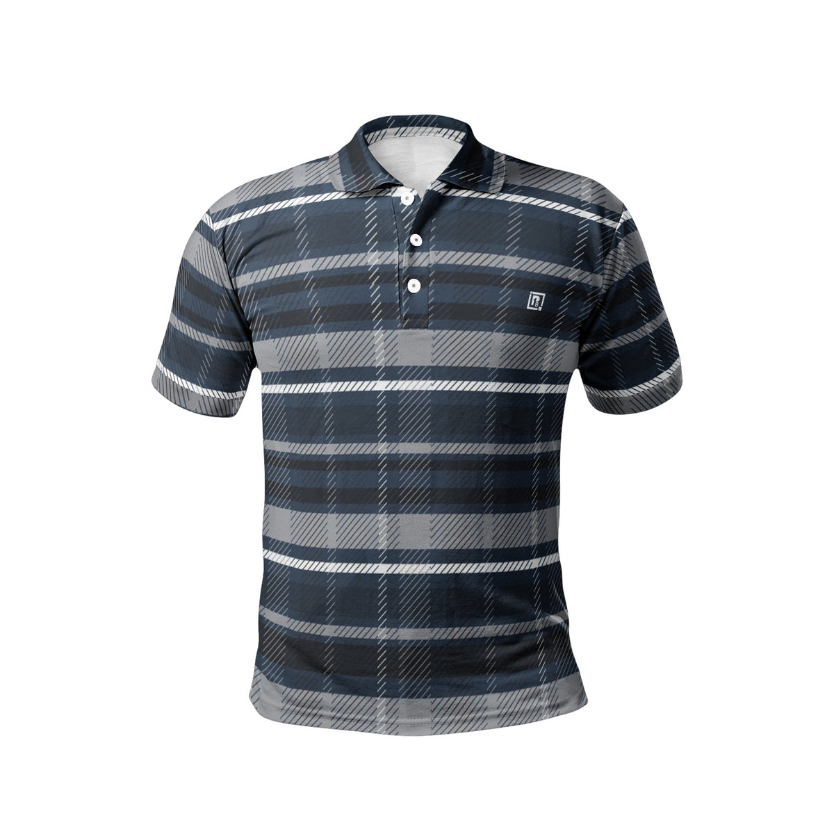 Men’s Black and Gray Plaid Polo T-Shirt