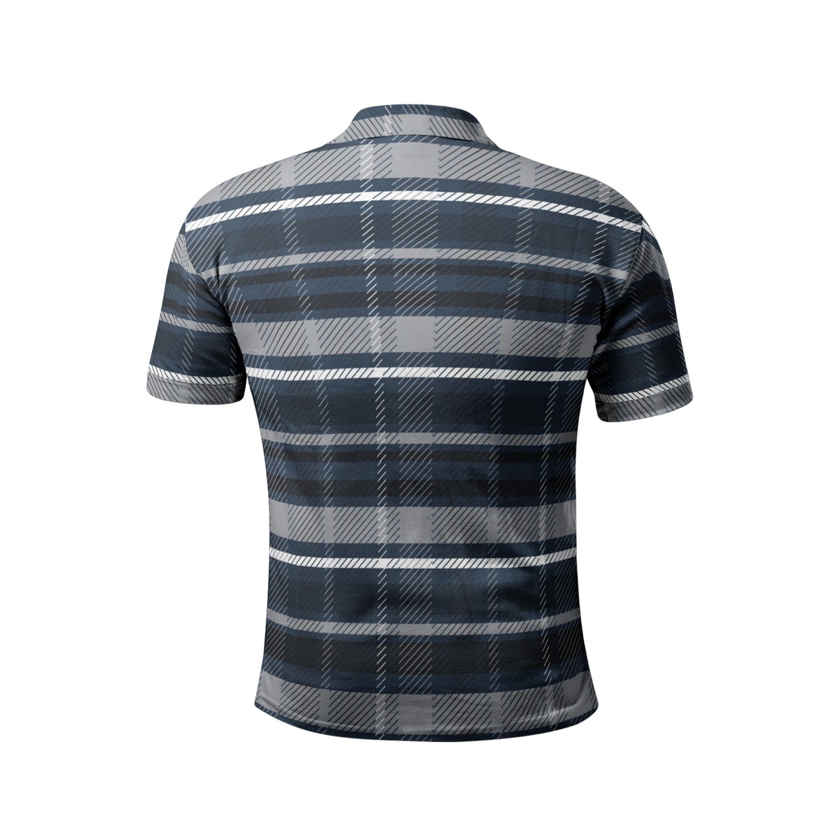 Men’s Black and Gray Plaid Polo T-Shirt