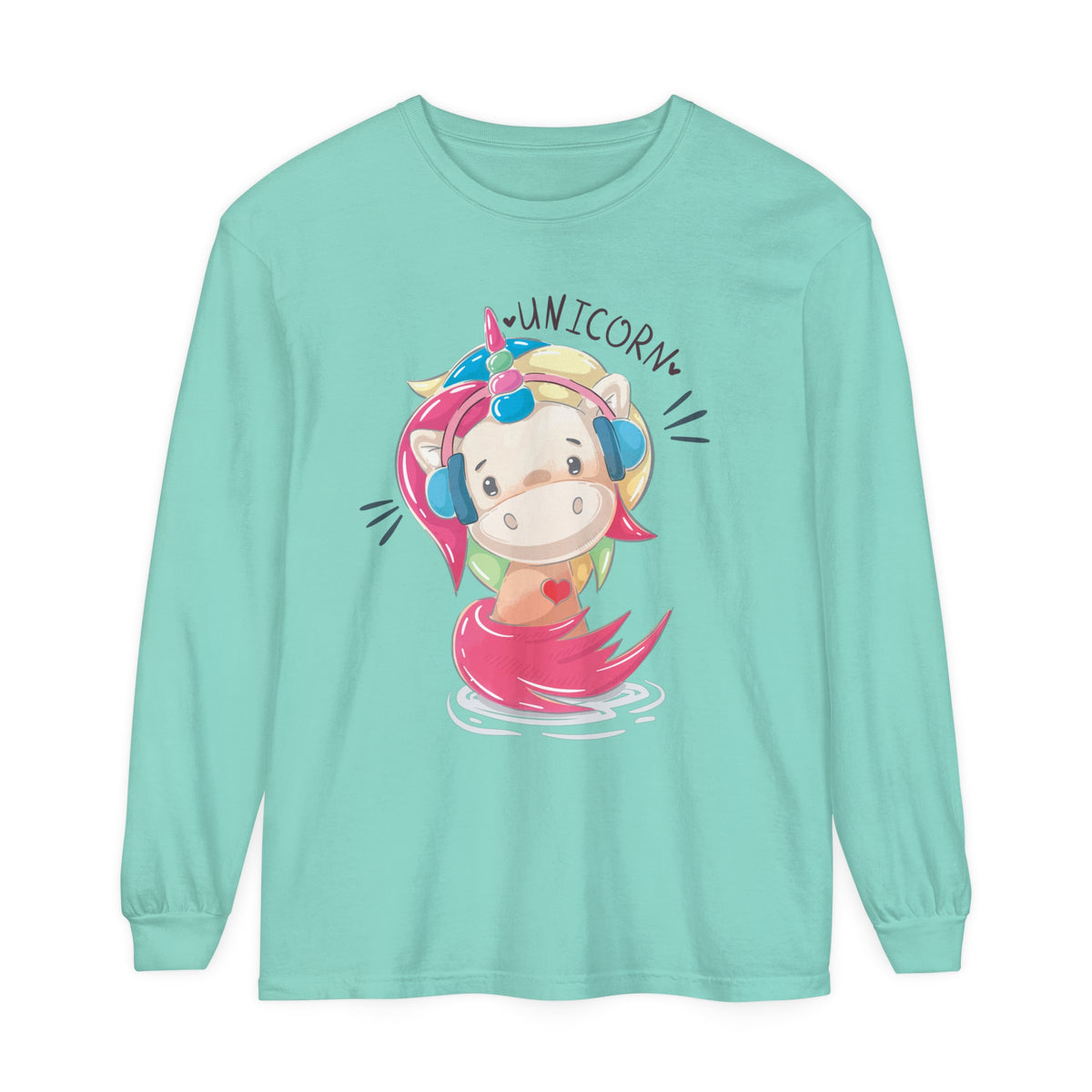 Women's "Unicorn with Headphones" Long Sleeve T-Shirt