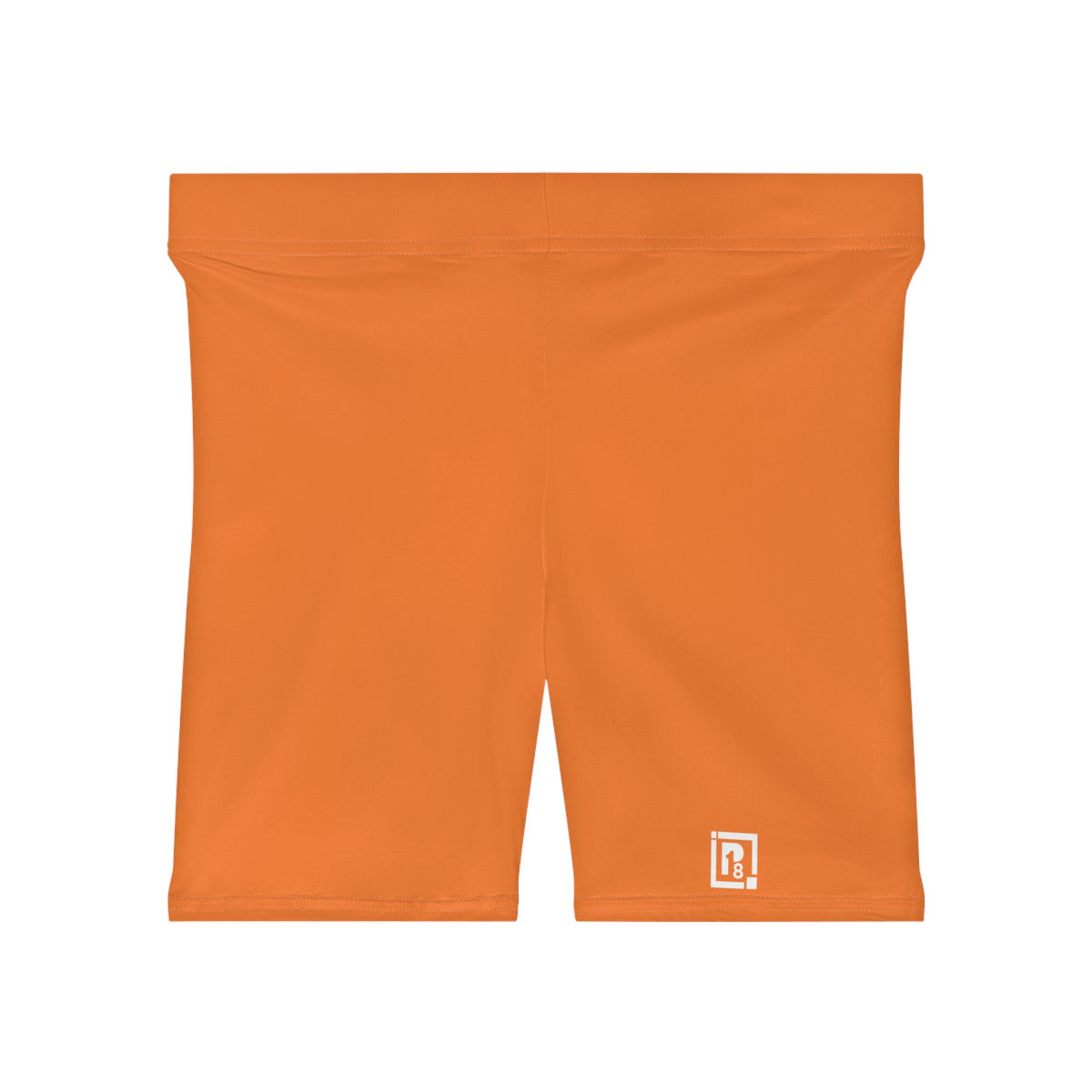Women's Solid Orange High-Waist Biker Shorts