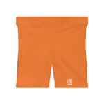 Women's Solid Orange High-Waist Biker Shorts