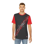 Men's Black and Red Graphic Printed Round Coller T-Shirt