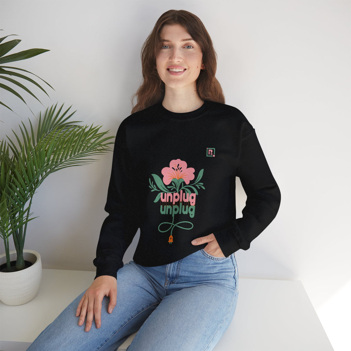 Women's "Unplug Unplug" Floral Sweatshirt