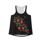 Women's Black Floral Racerback Tank Top – Elegant & Breathable