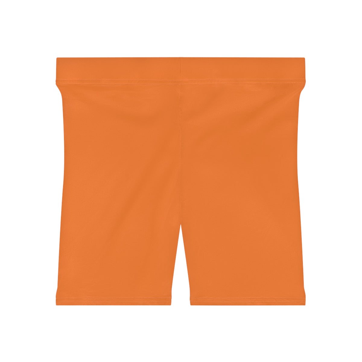 Women's Solid Orange High-Waist Biker Shorts