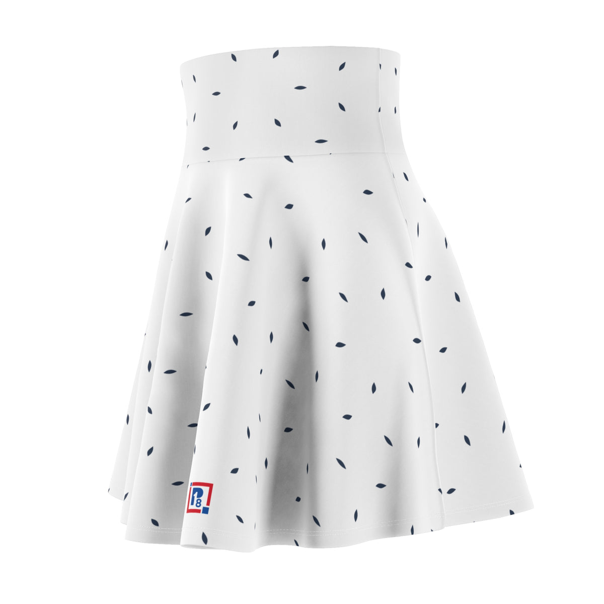 Women’s White Leaf Print Skater Skirt