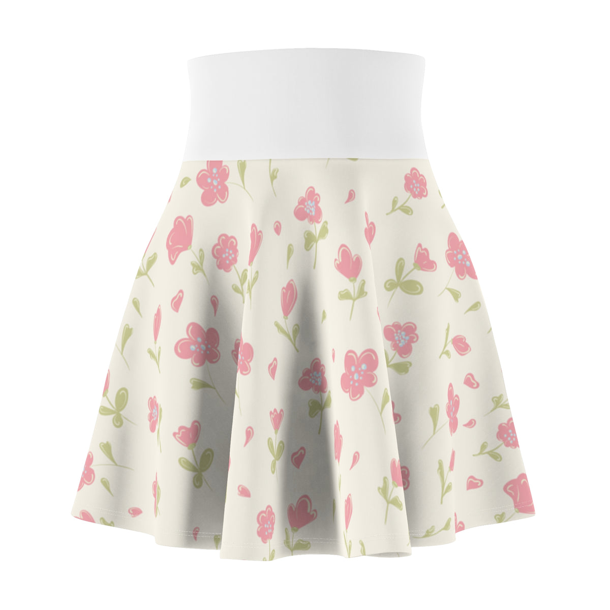 Women’s Cream Floral Skater Skirt