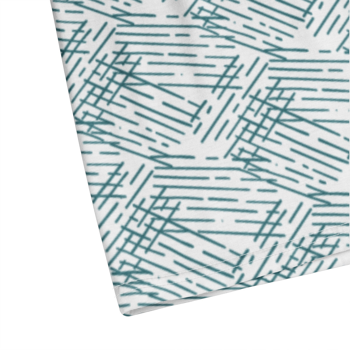 Men’s White & Teal Line Pattern Polo T-Shirt