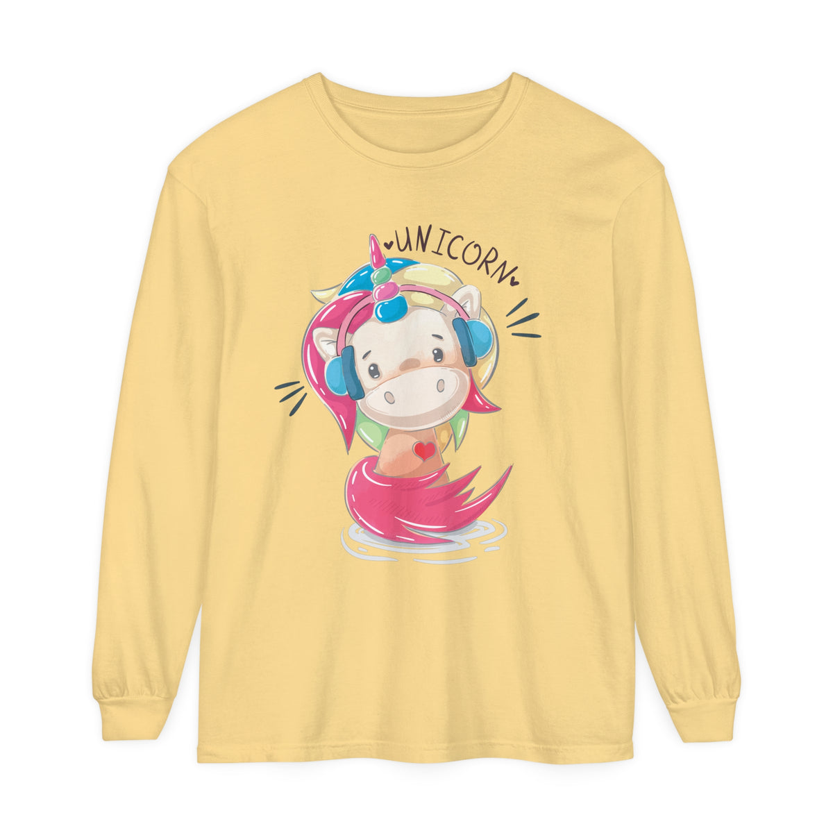 Women's "Unicorn with Headphones" Long Sleeve T-Shirt