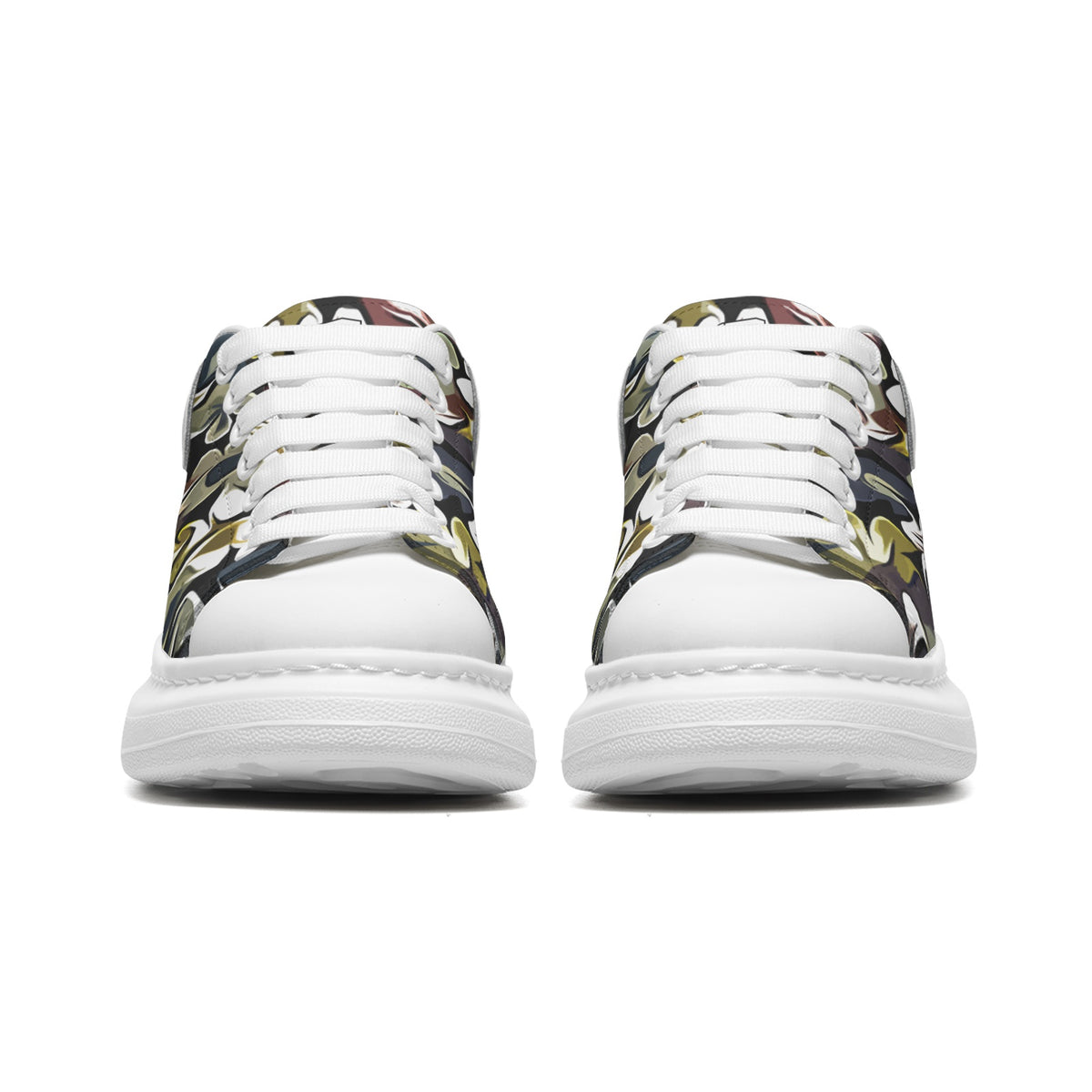 Unisex Non Slip Lace Up Faux Leather Sneakers