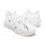 Futuristic Low-Top Mesh Sneakers – White with Multicolor Accents