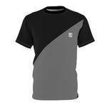 Black & Grey Diagonal Color Block Round Neck Half Sleeve Cotton T-Shirt