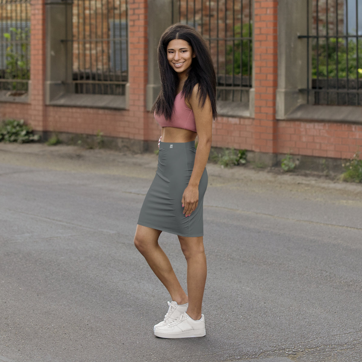 Women’s Solid Slate Grey Bodycon Skirt