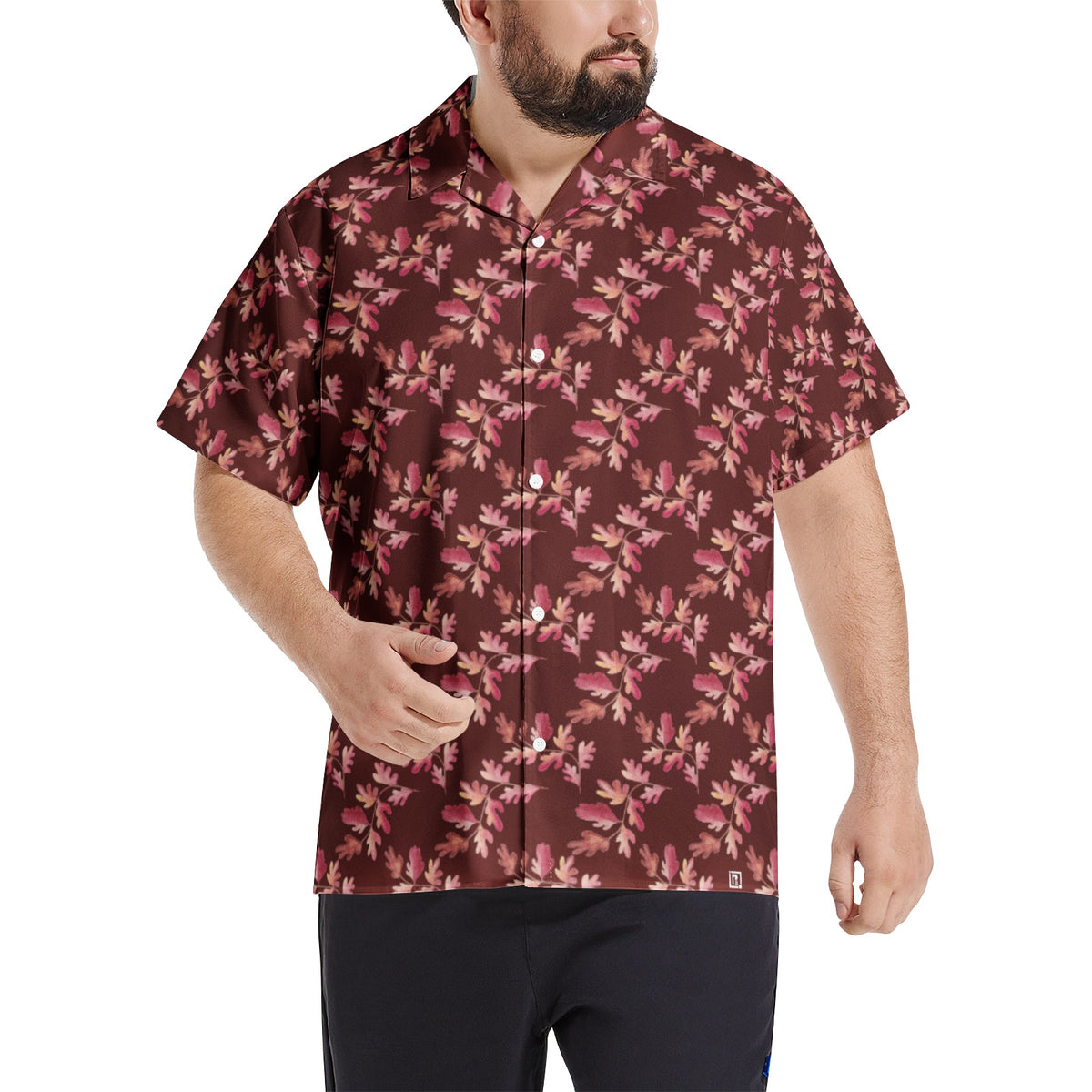 Men’s Maroon Floral Short Sleeve Shirt