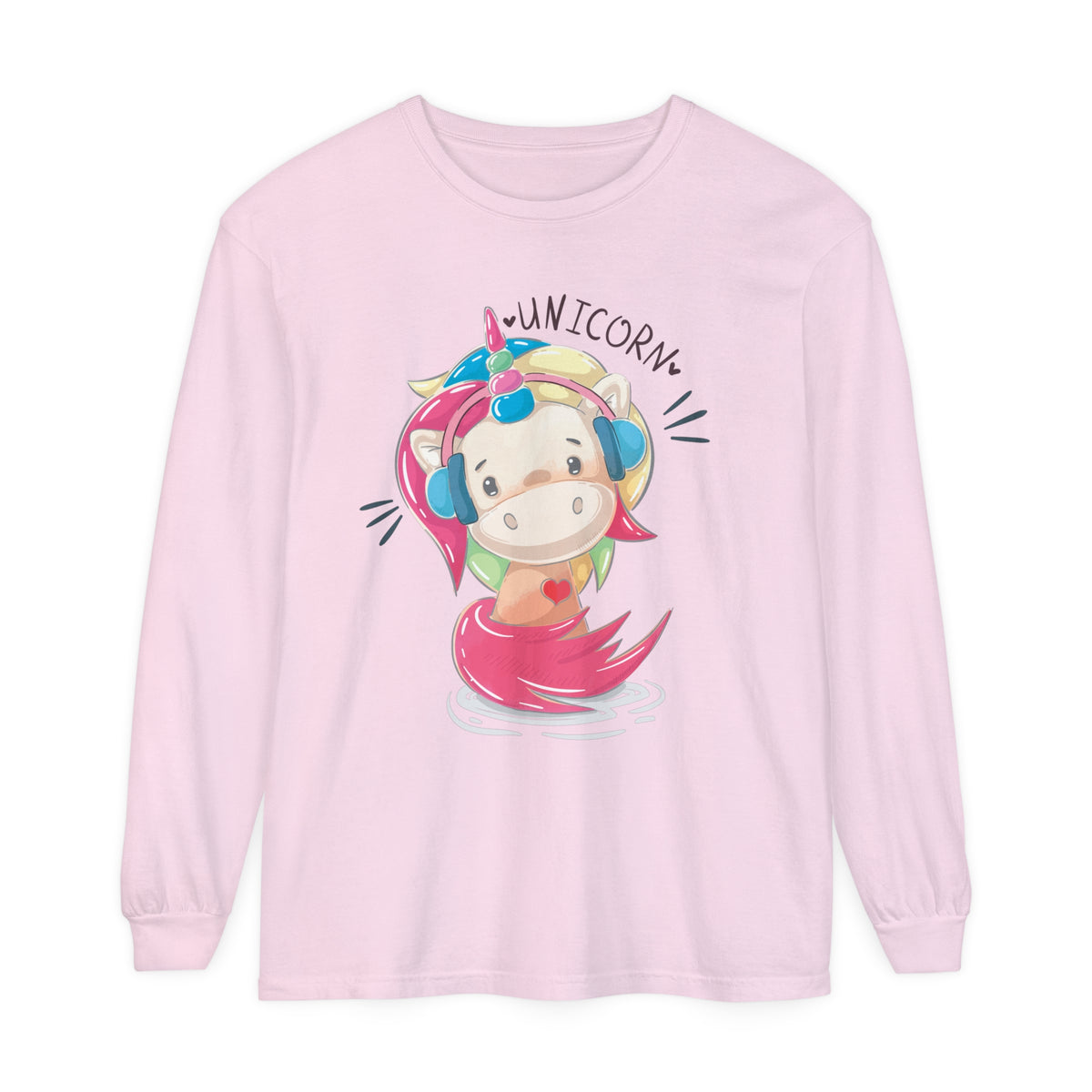 Women's "Unicorn with Headphones" Long Sleeve T-Shirt
