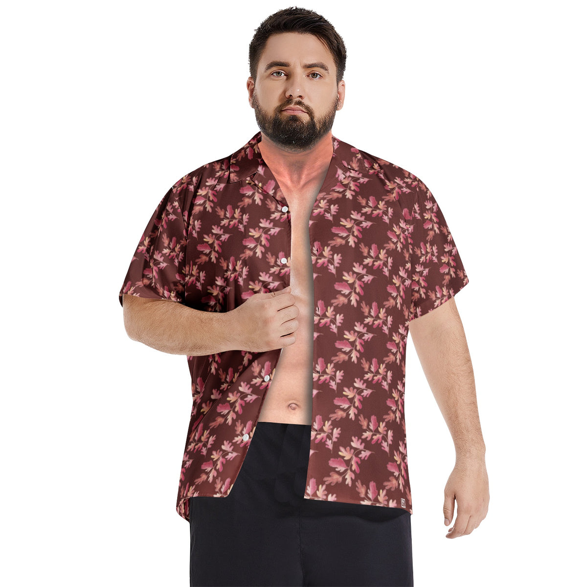 Men’s Maroon Floral Short Sleeve Shirt