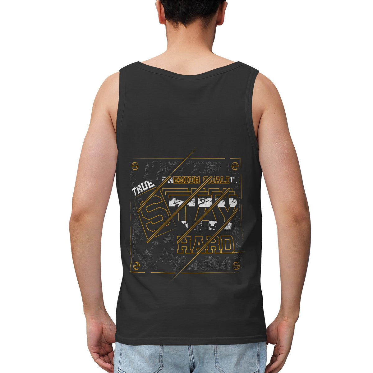 Men’s Black Graphic Tank Top – "Stay Hard"