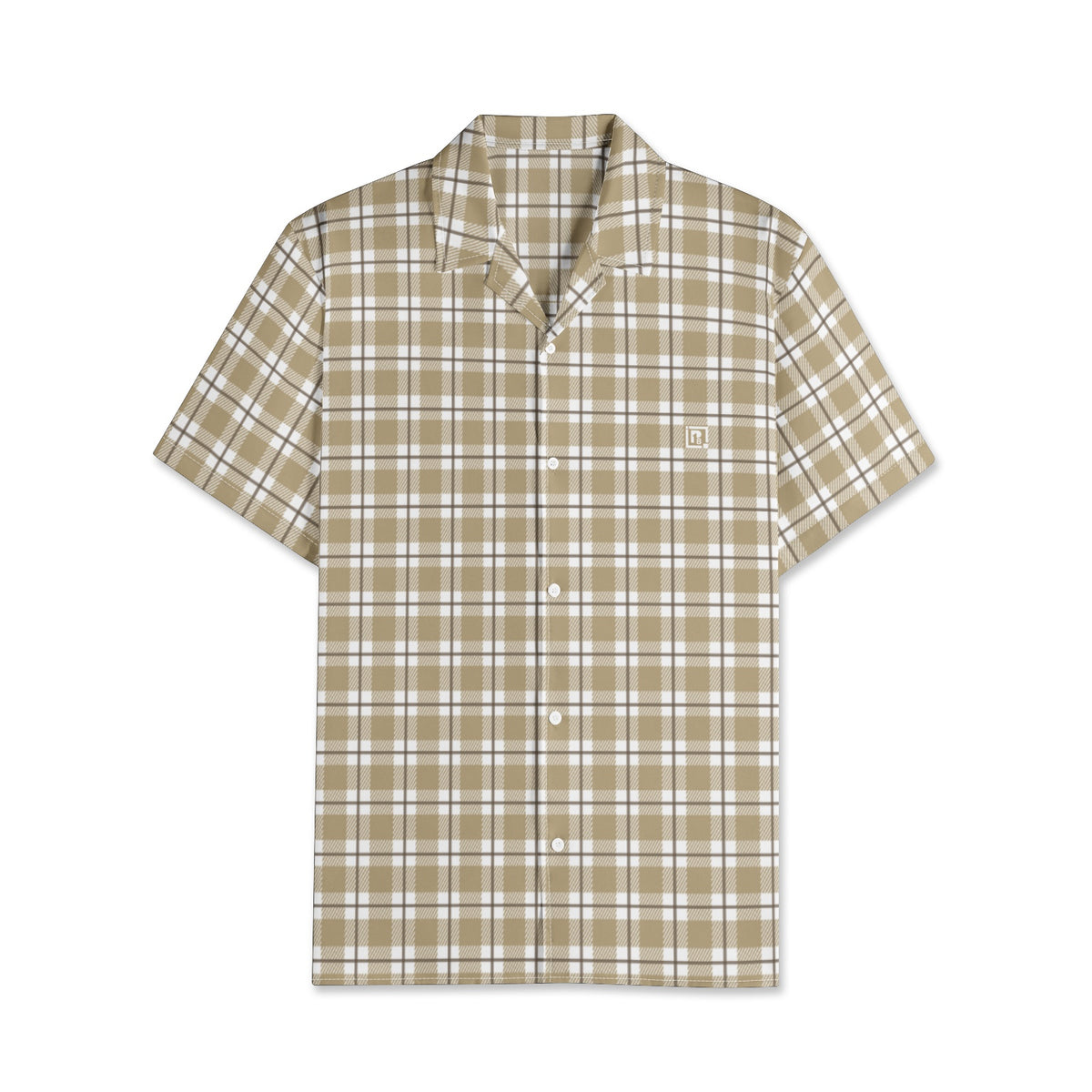 Men’s Beige & White Checkered Short Sleeve Shirt