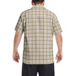 Men’s Beige & White Checkered Short Sleeve Shirt