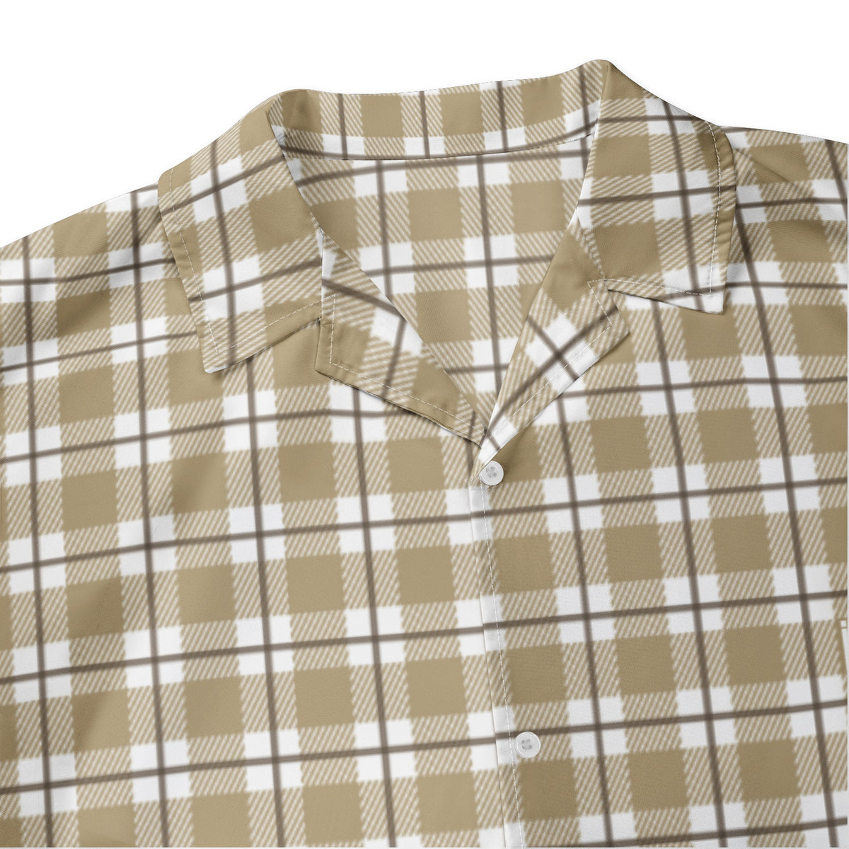 Men’s Beige & White Checkered Short Sleeve Shirt