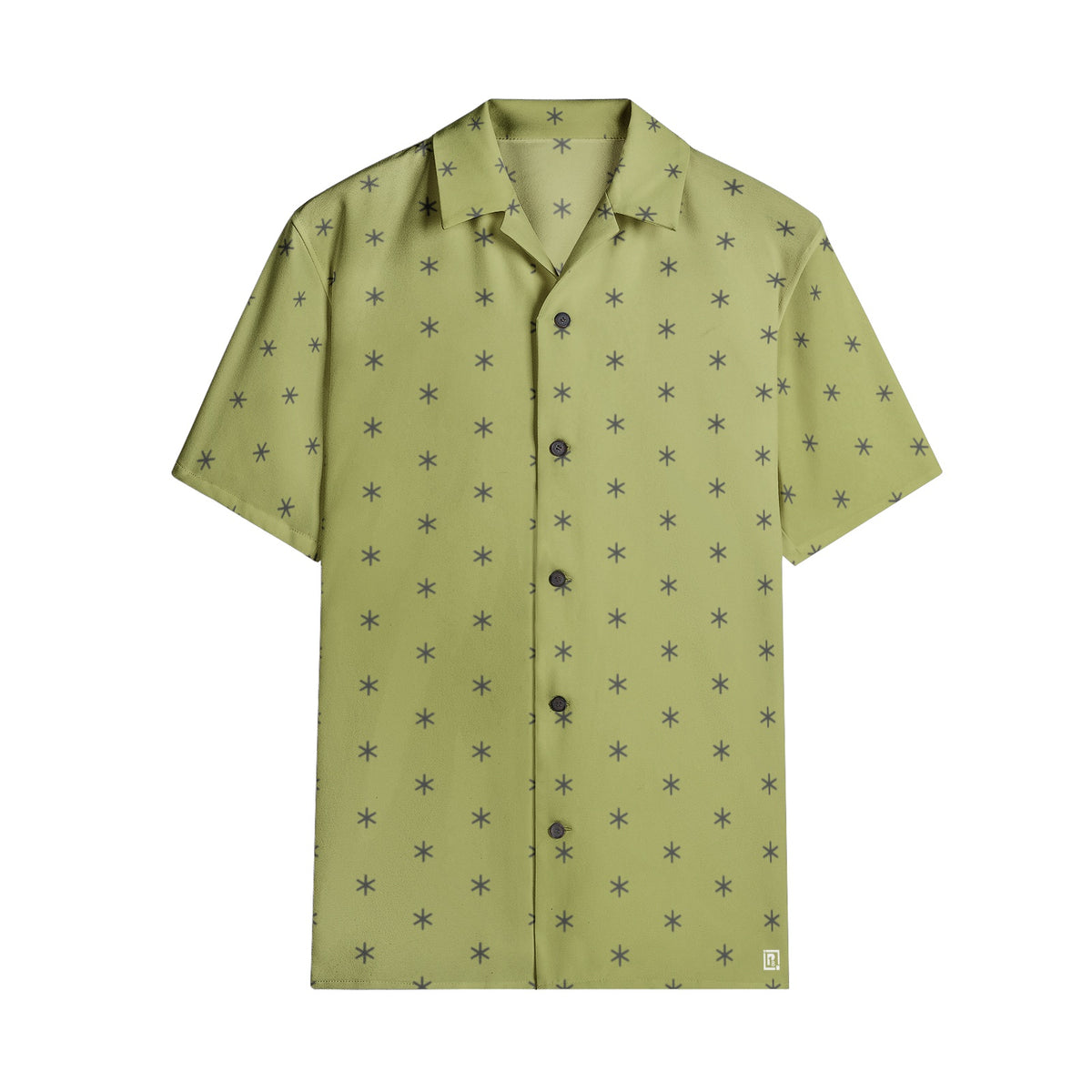 Men’s Short Sleeve Olive Green Printed Shirt