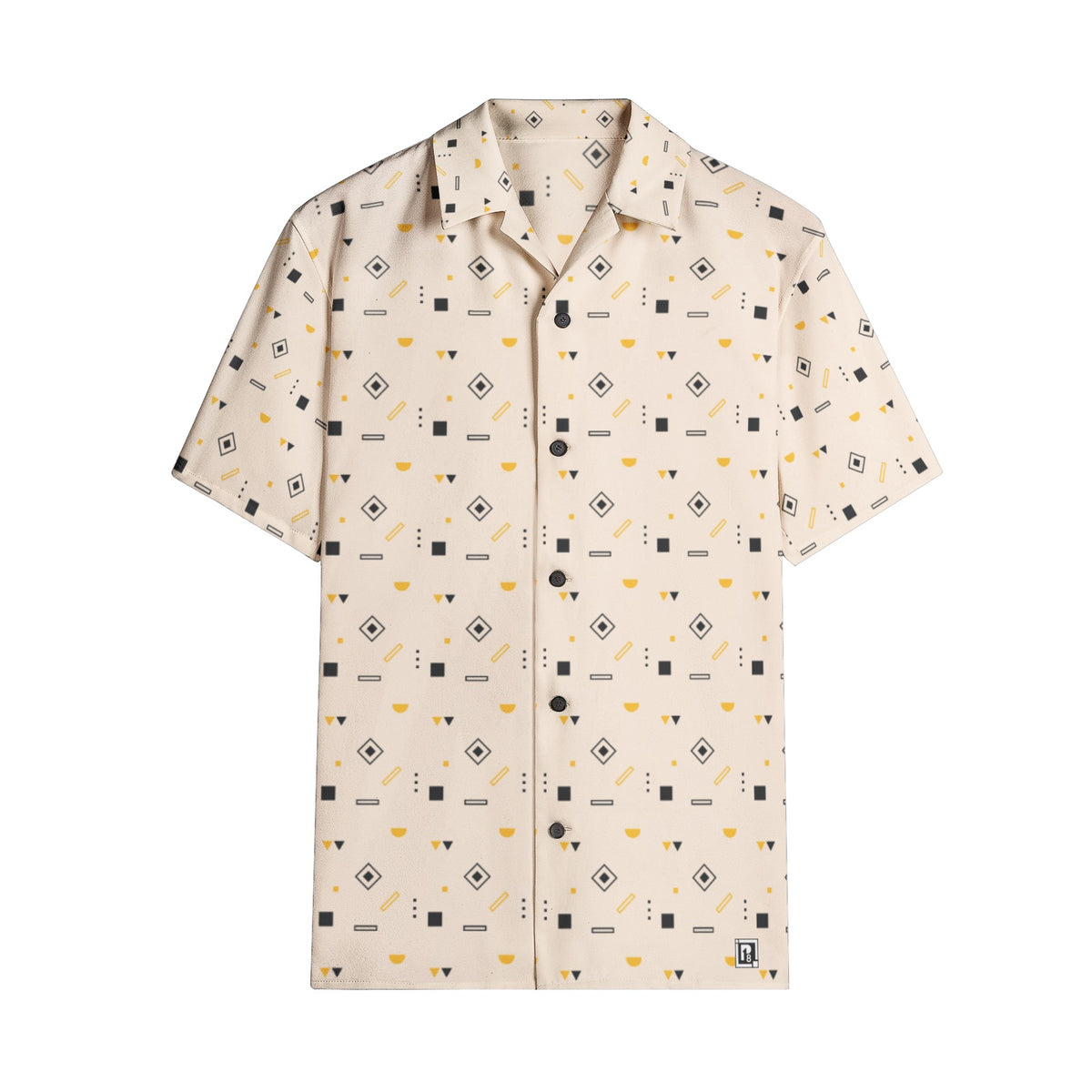 Men’s Beige Geometric Print Short Sleeve Shirt