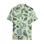 Men’s Pastel Green Artistic Print Short Sleeve Shirt