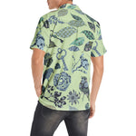 Men’s Pastel Green Artistic Print Short Sleeve Shirt