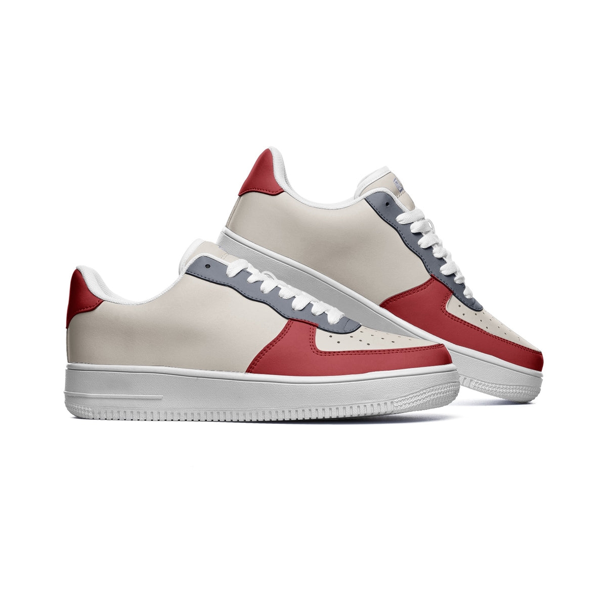 Men's Beige, Red, and Gray Low-Top Sneakers