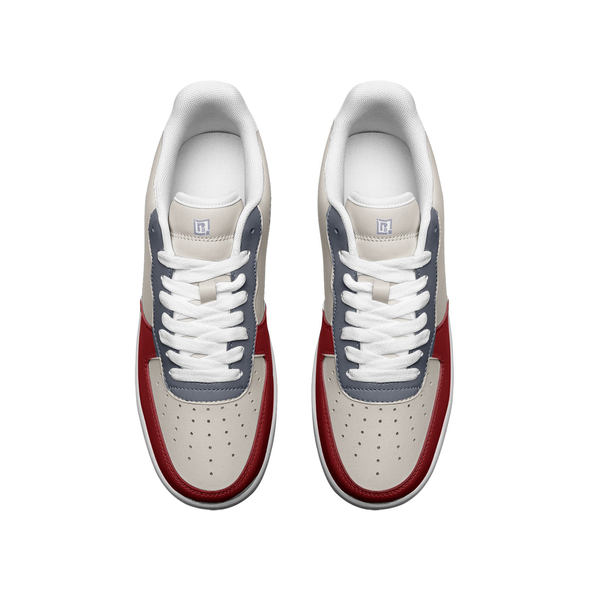 Men's Beige, Red, and Gray Low-Top Sneakers