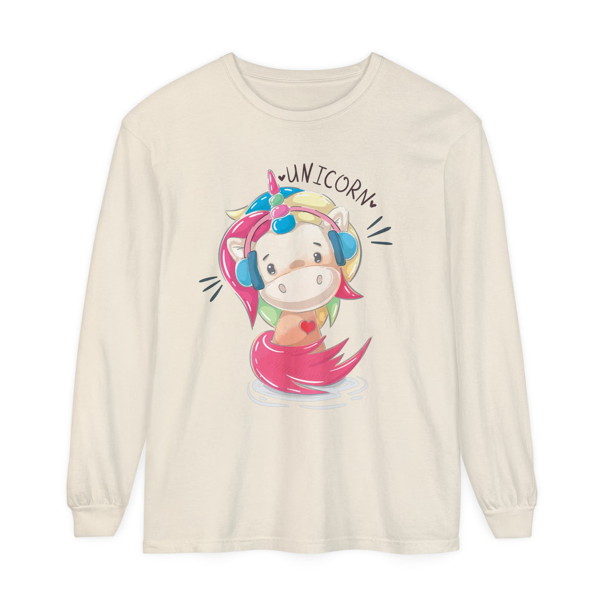 Women's "Unicorn with Headphones" Long Sleeve T-Shirt