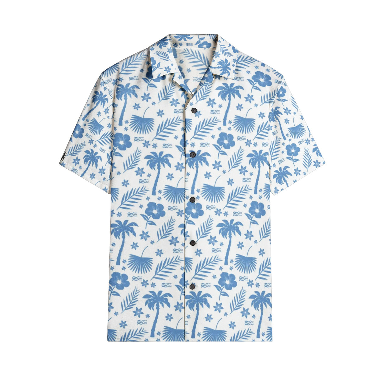 Men’s Blue Tropical Print Short Sleeve Shirt