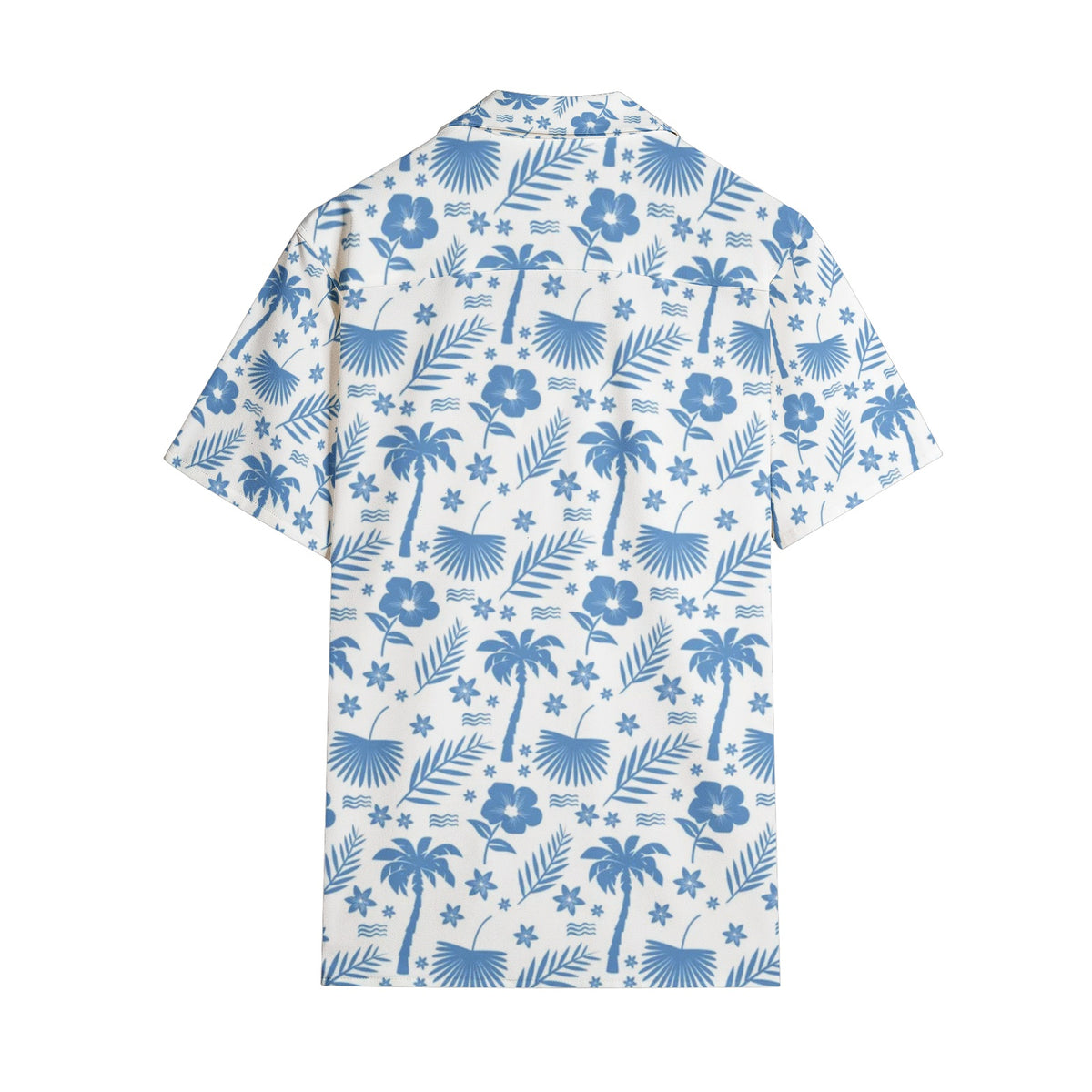 Men’s Blue Tropical Print Short Sleeve Shirt