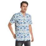 Men’s Blue Tropical Print Short Sleeve Shirt