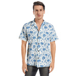 Men’s Blue Tropical Print Short Sleeve Shirt