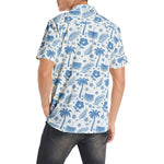 Men’s Blue Tropical Print Short Sleeve Shirt