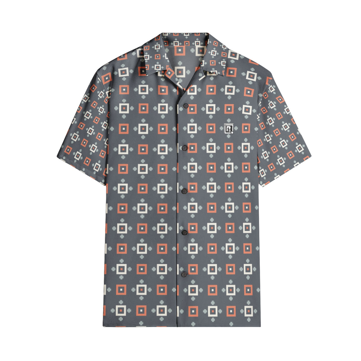 Men’s Grey Geometric Print Short Sleeve Shirt